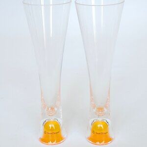 VEUVE CLICQUOT Acrylic Tumblers PAIR Champagne Flutes ATTRACTIVE BASE